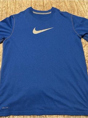 Nike Royal Blue Short Sleeve Performance Tee with Silver Swoosh